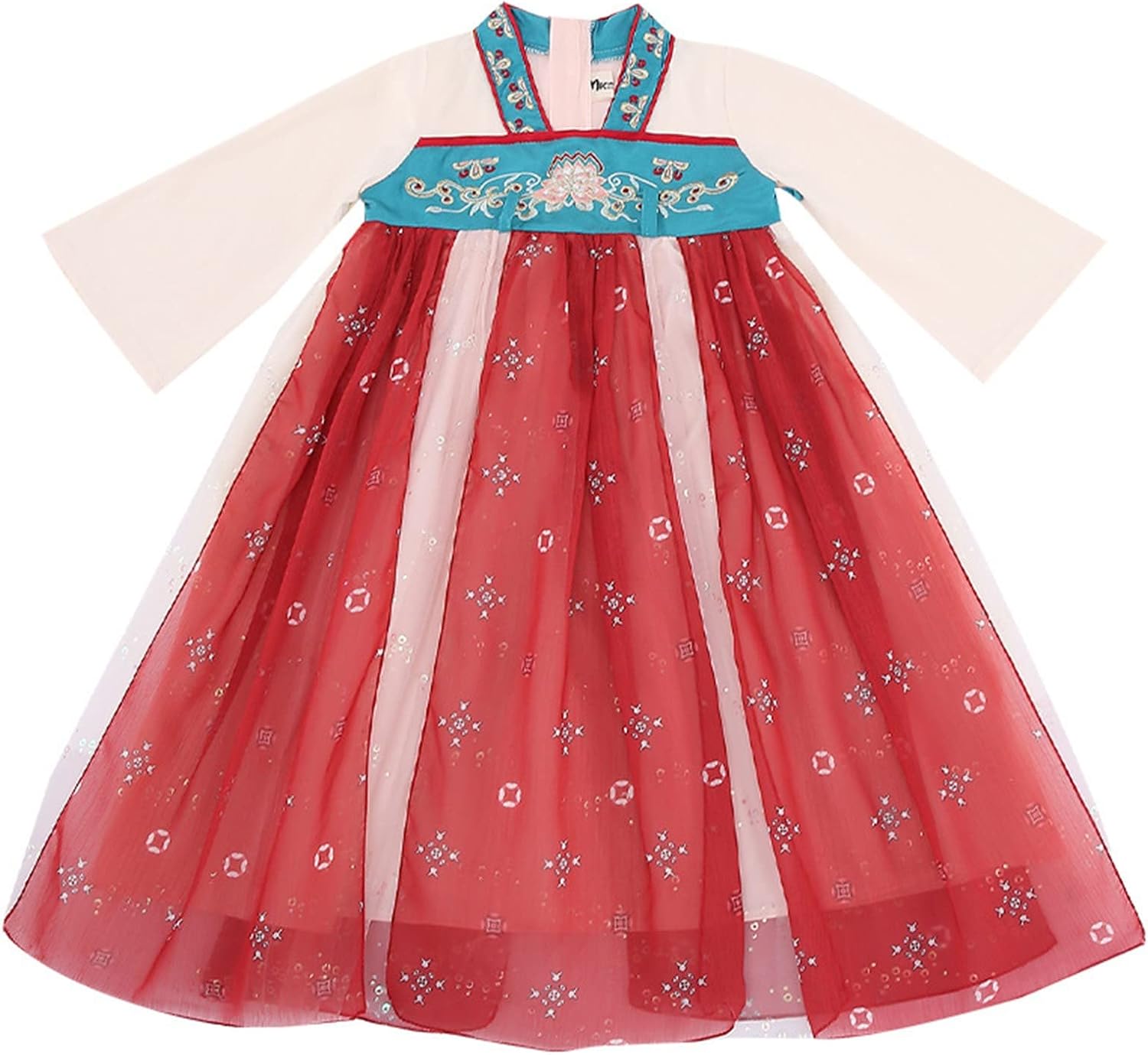 KAGAYD Girls Chinese New Year Princess Dress Toddler Kids Ancient Embroidered Dress Cute Dance Performance