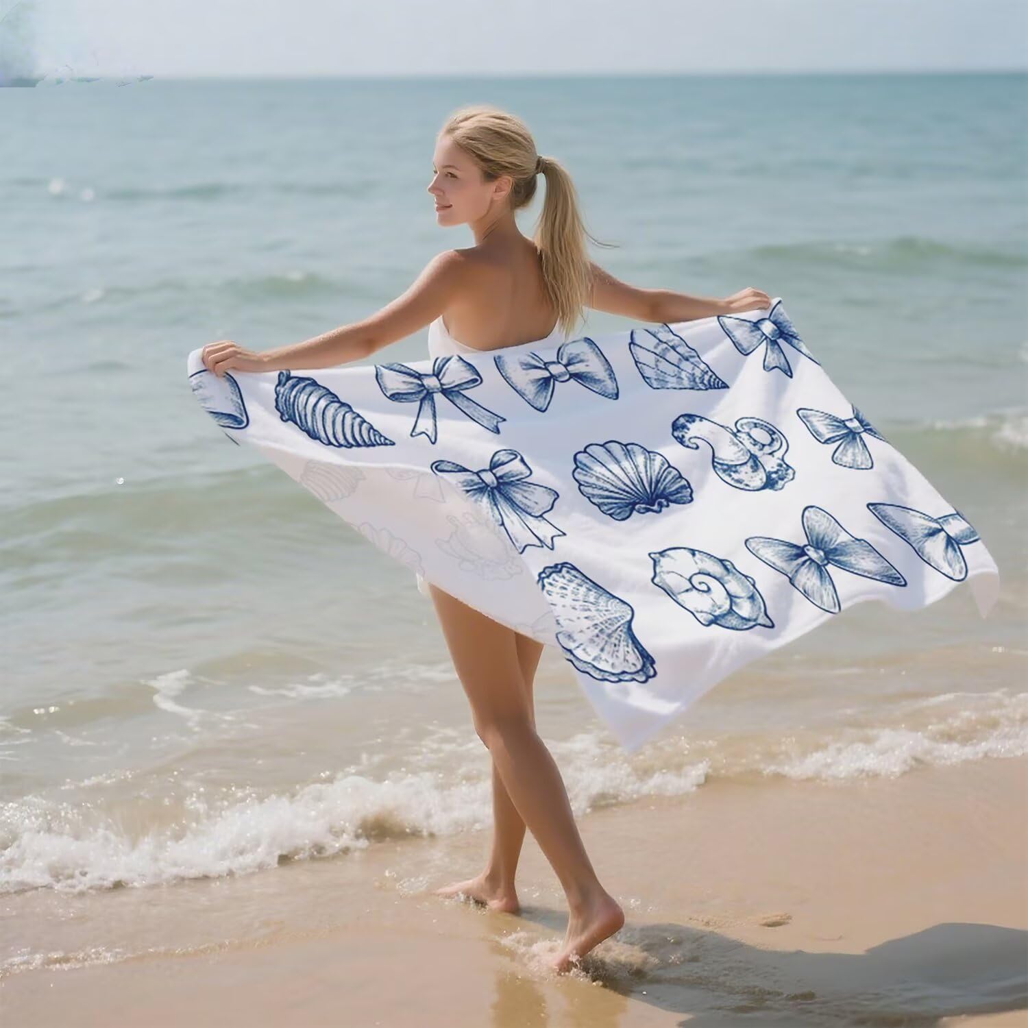 Toalla Playa Grande 150x200 Toalla Playa Microfibra, Ligera Secado Rápido, Sin Arena Portátil Toallas para Viajes, Hombre, Mujer Toallas, para Natación, Camping, Gimnasio (Azul Arco) p-274