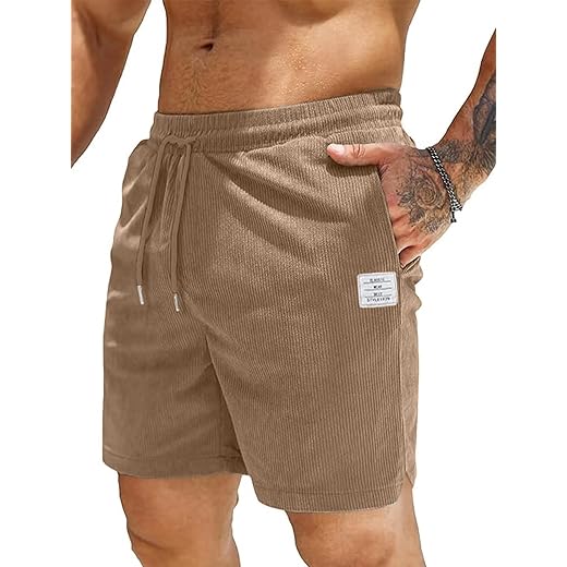 Short masculino casual veludo cotelê casual cintura elástica cordão leve ajuste clássico caminhada shorts com bolsos (P-2GG)