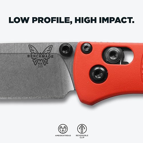 Vista 30 de Benchmade - Cuchillo Mini Bugout 533 con mango de grivory naranja (533)