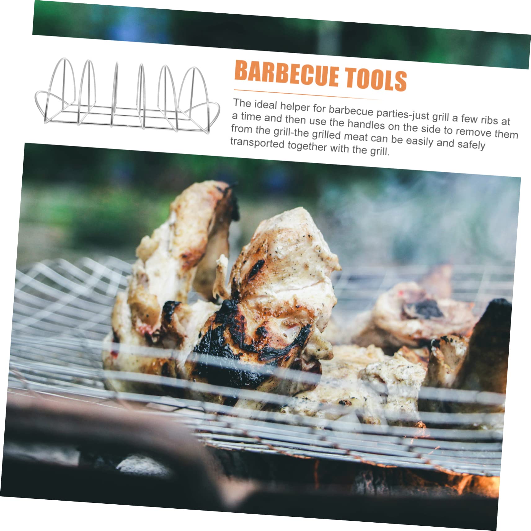 Abaodam Grillzubehör Rippchenhalter aus Edelstahl Tragbares Steakgestell mit Schneller Wärmeleitung für Heim und Picknick Barbecue