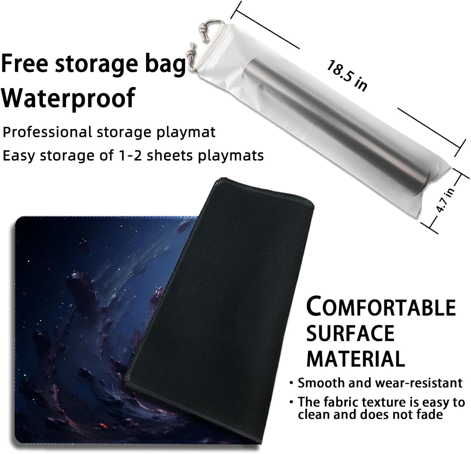 Playmat for MTG with Free Storage Bags Game Mat 24 x 14 inches TCG and Board Game Mats for Cards (Magic Vortex-Regular)