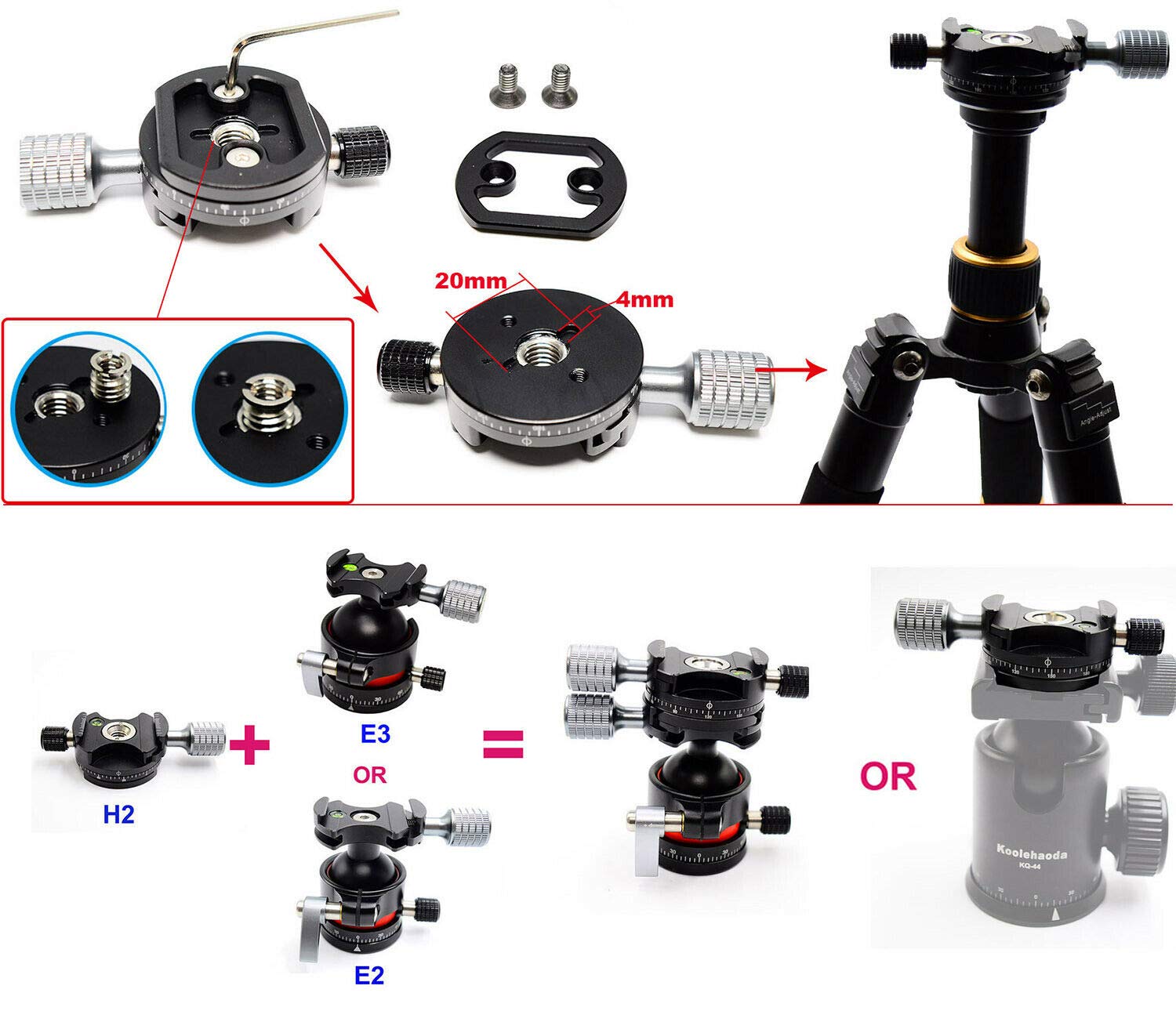 Koolehaoda Mini Tripod For Camera With 360° Ball Head