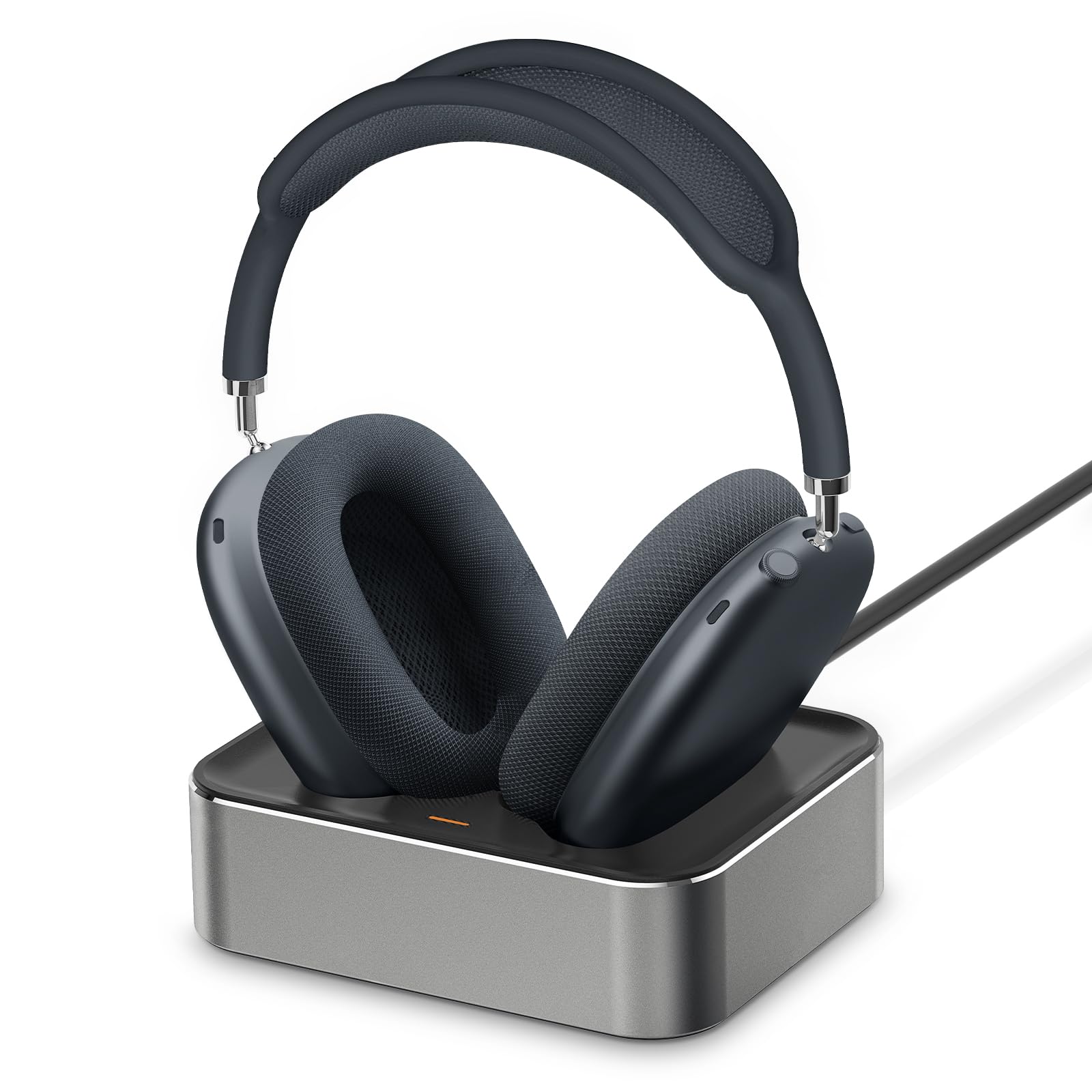 Stazione di ricarica per cuffie per AirPods Max 1 e 2, dock di ricarica magnetico con connettori Lightning e USB-C, indicatore LED, facile ricarica drop-in (titanio)