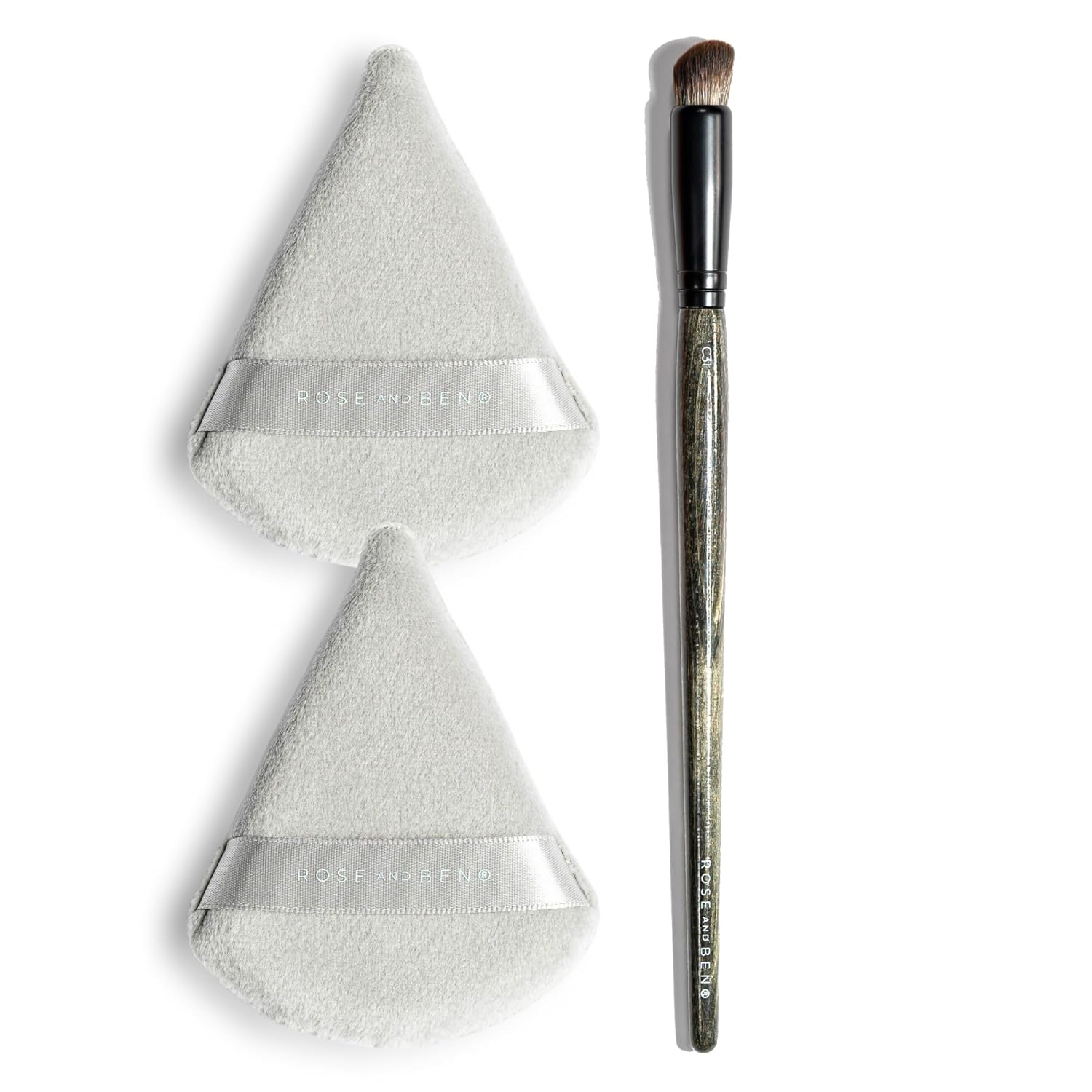 Rose and Ben Beauty Conceal & Set Duo | Spot Concealer Brush + Setting Puff | Precise Coverage & Flawless Powder Finish | Cruelty-free