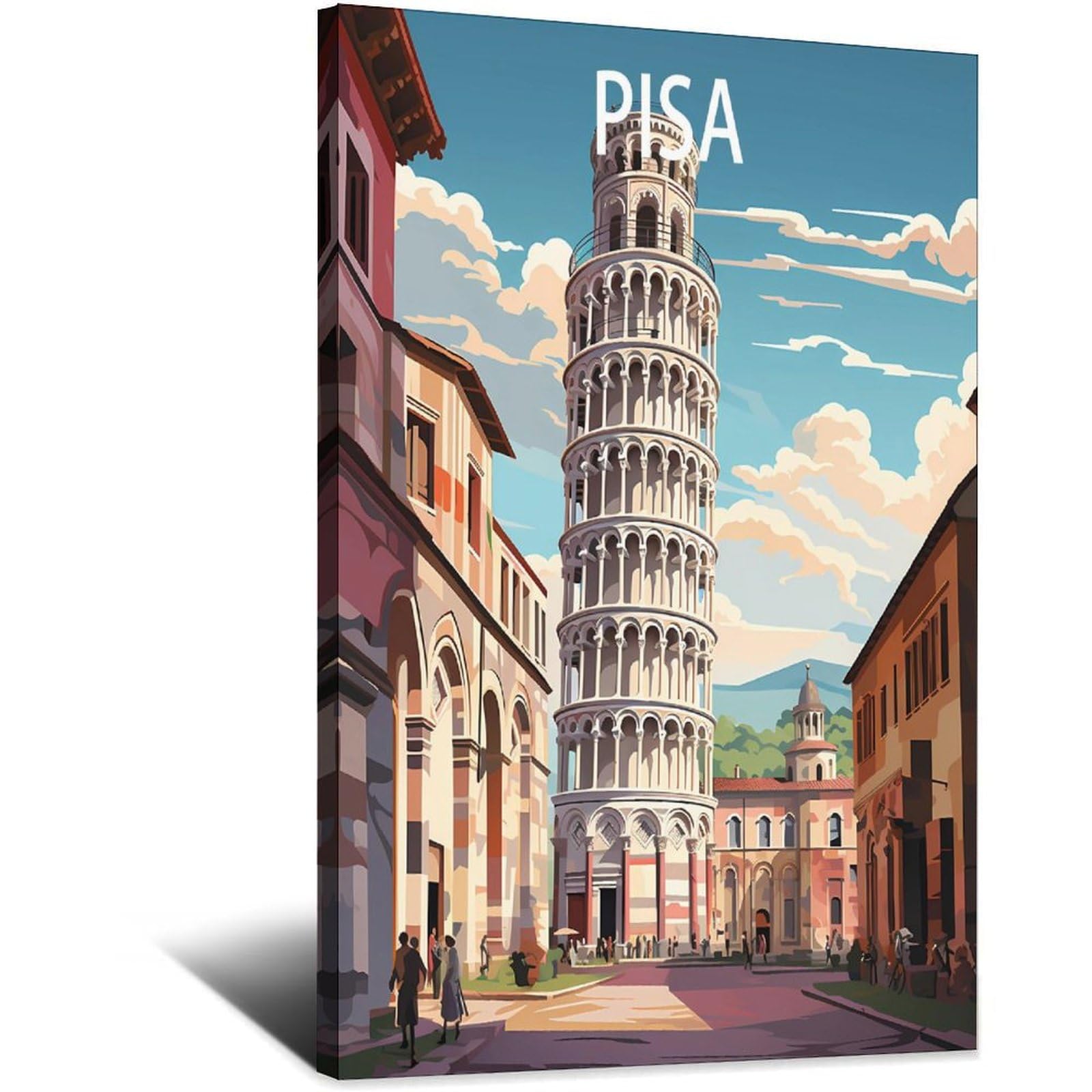 HYBFQXELL Pisa Italy Vintage Travel Poster Landscape 16x24inch(40x60cm) Canvas Art Posters And Wall Art Pictures Prints Modern Family Bedroom Decor Posters