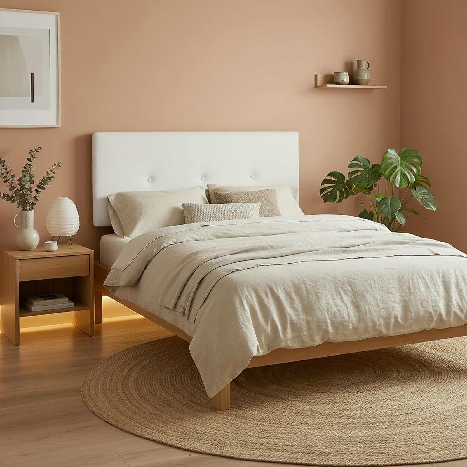 amuéblate online Kopfteil aus hochwertigem Kunstleder, gepolstert, Trento Maße 160 x 60 cm (für Betten mit 150 und 160 cm), Weiß