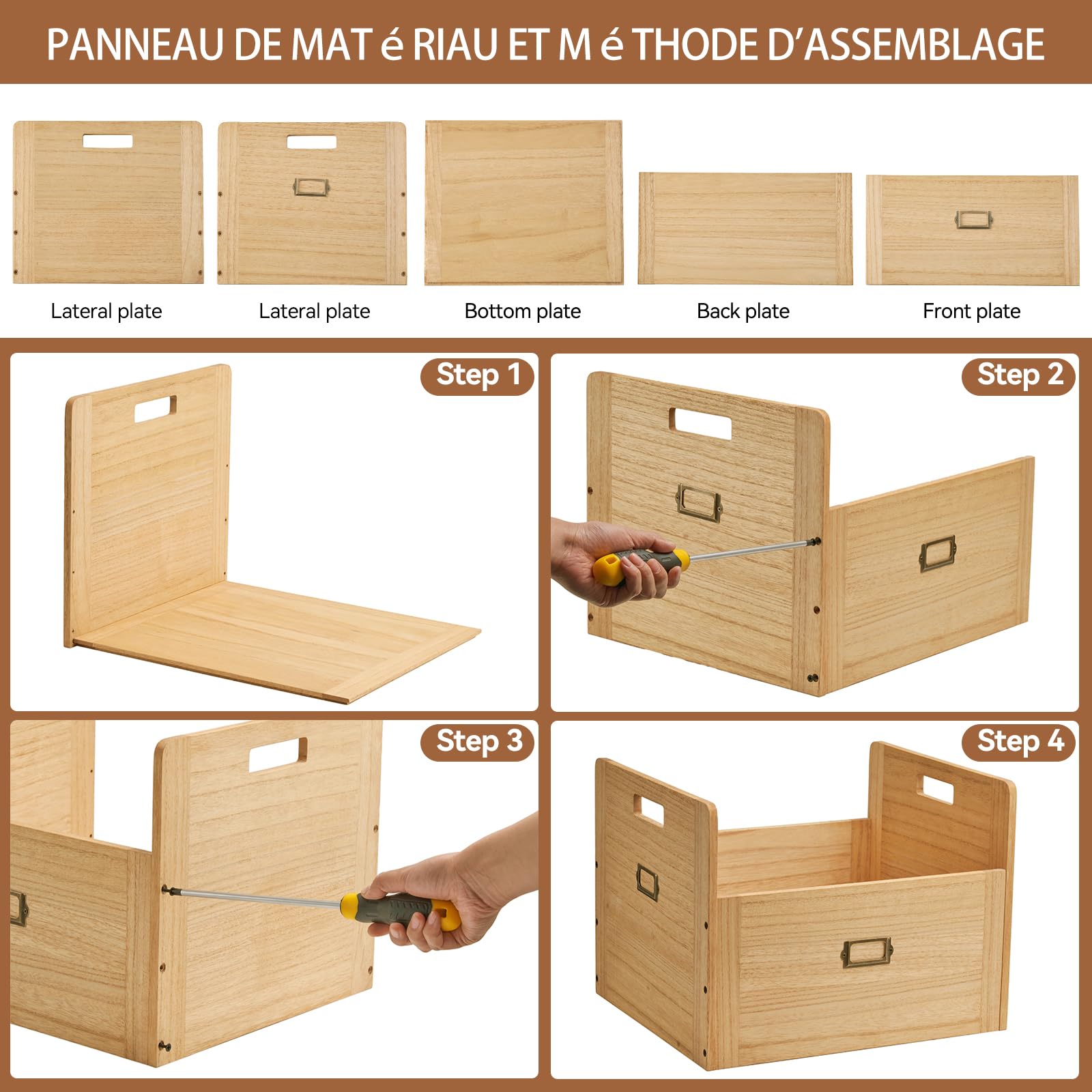 KIRIGEN Boîte de rangement pour vinyles Boîte de rangement en bois pouvant contenir jusqu'à 80 disques vinyles couleur naturelle