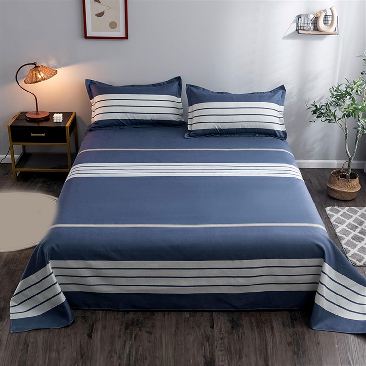 Washed Cotton Bed Sheet Linen Comfortable Bedspread Easy Maintenance for Everyday Use Guest Room Linen