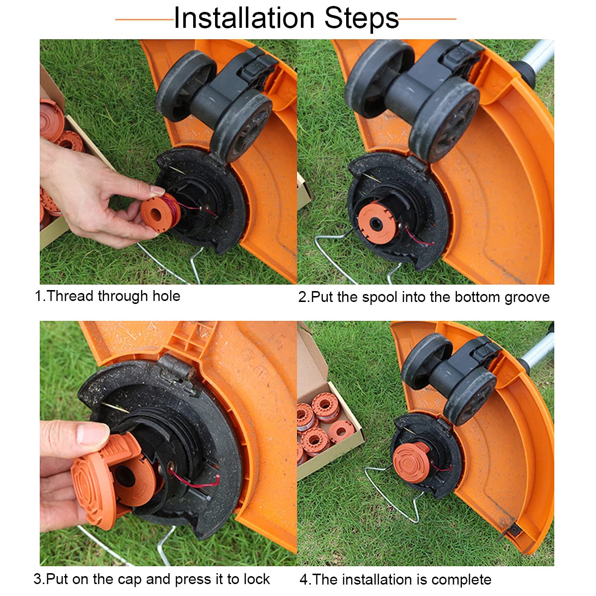 4 Stück Rasentrimmer Spulenkappen Für Worx WG160 WG163 WG165 WG175 WG180 Serie - Ersatzteile