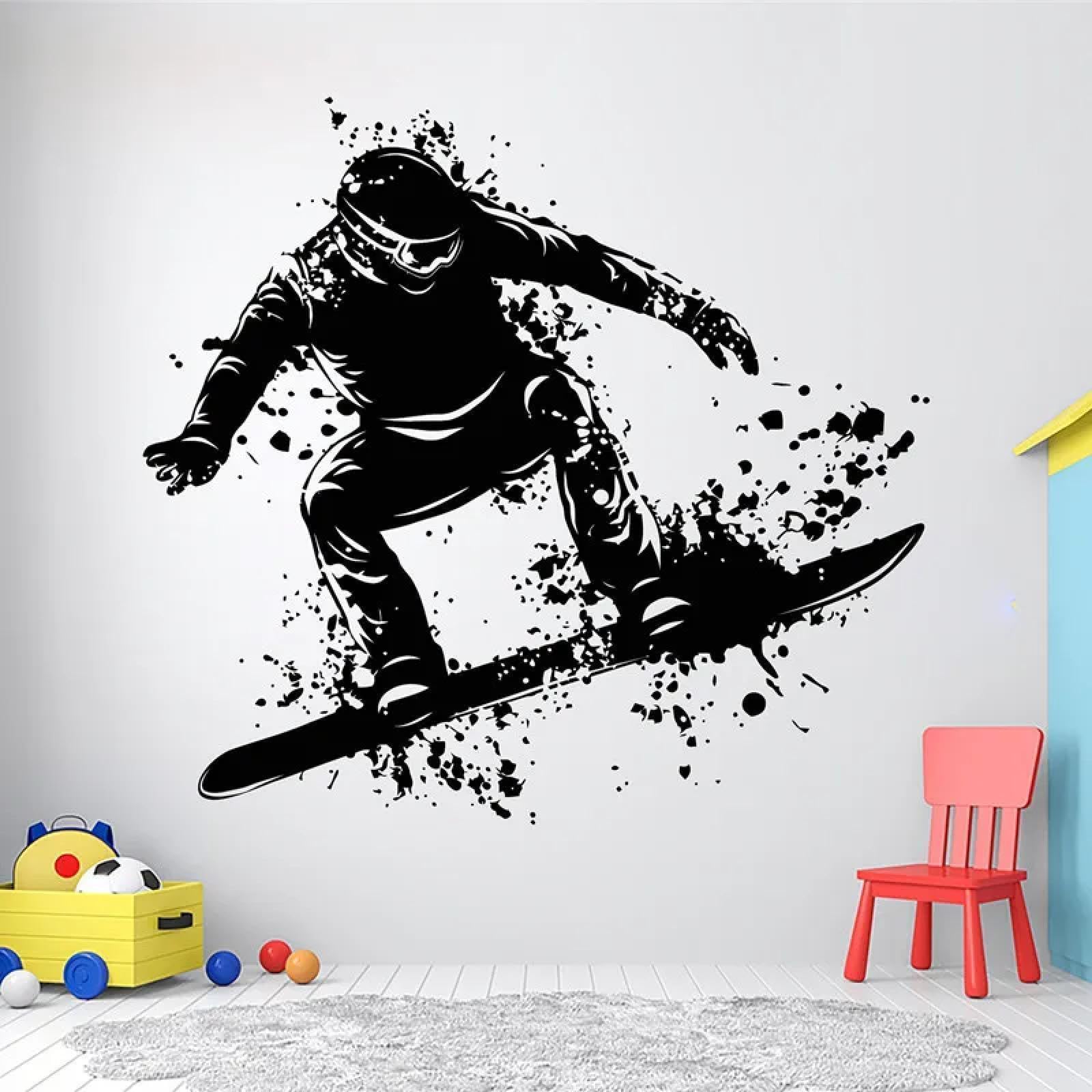 YOUOUSI Ski wall Decals, Extreme Sports, Splash Ink Art Decals, Games, Family Bedroom, ski Club Decorations