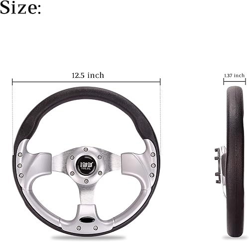 Vista 3 de 10L0L Volante de carrito de golf para Yamaha, EZGO TXT/RXV/Valor, Club Car DS/Precedent/Adward/Tempo Carritos de Golf plateado