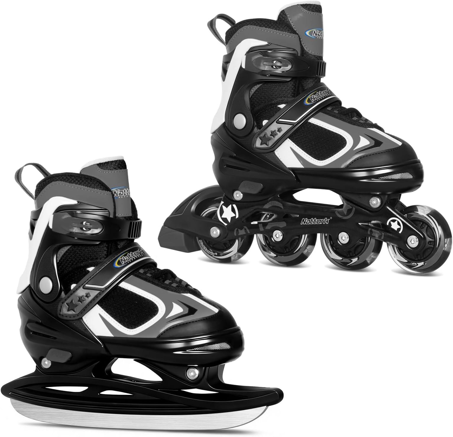 Kids Inline Skates 2 in 1 Adjustable Inline Skates for Boys Girls Beginners
