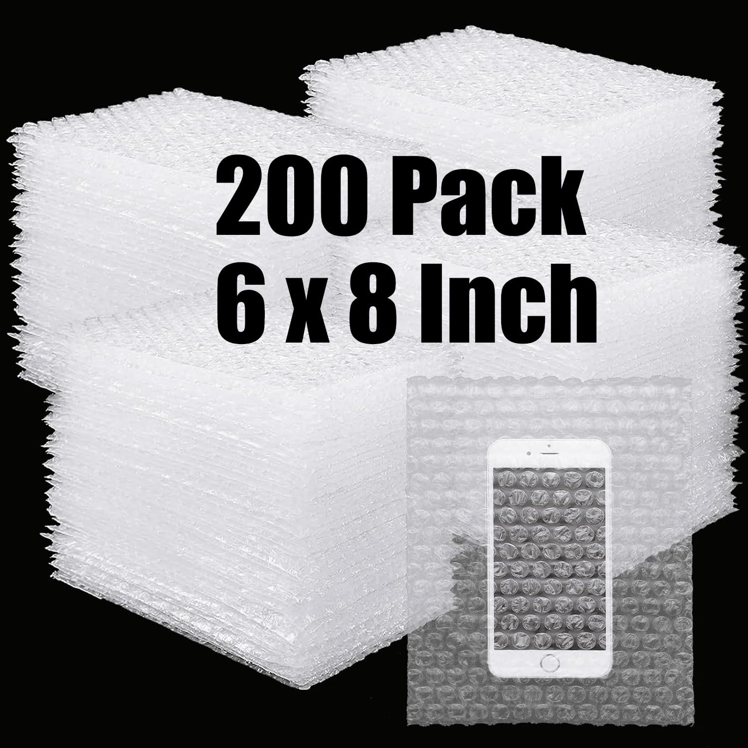 200 sacchetti trasparenti a bolle d'aria da 15,2 x 20,3 cm, sacchetti protettivi a bolle d'aria doppie, ispessimento, antiurto, piccoli sacchetti in schiuma per ammortizzazione, spedizione, trasloco,