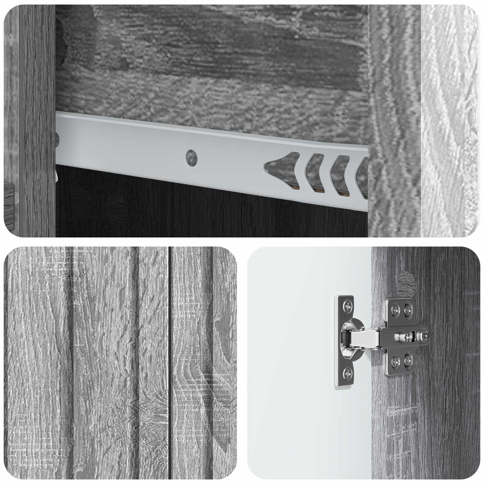 Hothingwell Bufet drewniany Ingenierie 66 x 34,5 x 91,5 cm szary