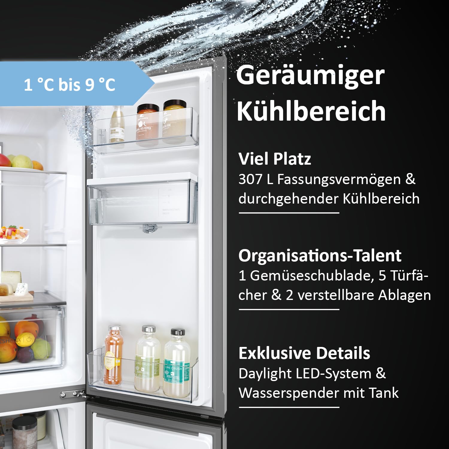 Haier Multi Door Kühl-Gefrierkombination CUBE 83 Serie 7 HCR7818DWPT | 4-türiger Kühlschrank mit Gefrierfach, XXL-Fassungsvermögen & 83cm Breite, 463L, Energieklasse D, Wasserspender & No Frost