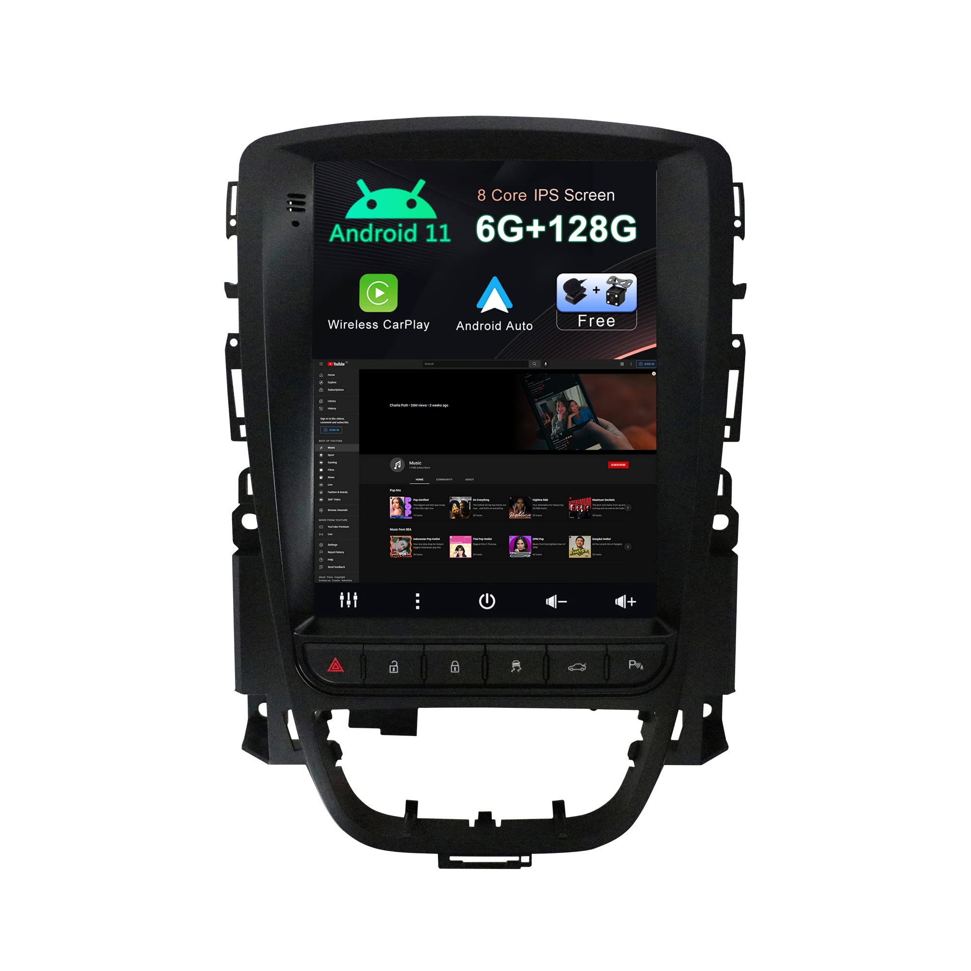 SXAUTO - 6G+128G - Android 14 IPS Car Stereo For Excelle GT/XT Astra J (2006-2016) - Wireless CarPlay/Android Auto/DSP - Camera + MIC - 9 Inch 2 Din - DAB Steering Wheel 4G WiFi Fast-boot 360-Cam AHD