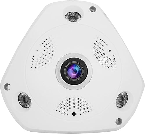 Cámara IP POE de ojo de pez de 2 MP con micrófono de audio de 360 grados gran angular, lente de 0.067 in, 65 pies, cámara de seguridad de vigilancia