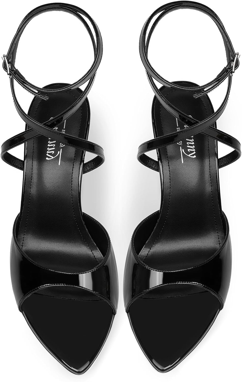 Susanny High Heels for Women Pointed Open Toe Strappy Chunky Block Heels Ankle Strap Stiletto Kitten Heeled Sandals Wedding Bridal Party Prom Sexy Dress Shoes - Image 9