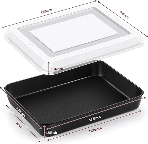 Miniatura 2 de TeamFar Sartén para lasaña con tapa, molde rectangular revestido de brownie de 12.5 pulgadas con núcleo de acero inoxidable y revestimiento