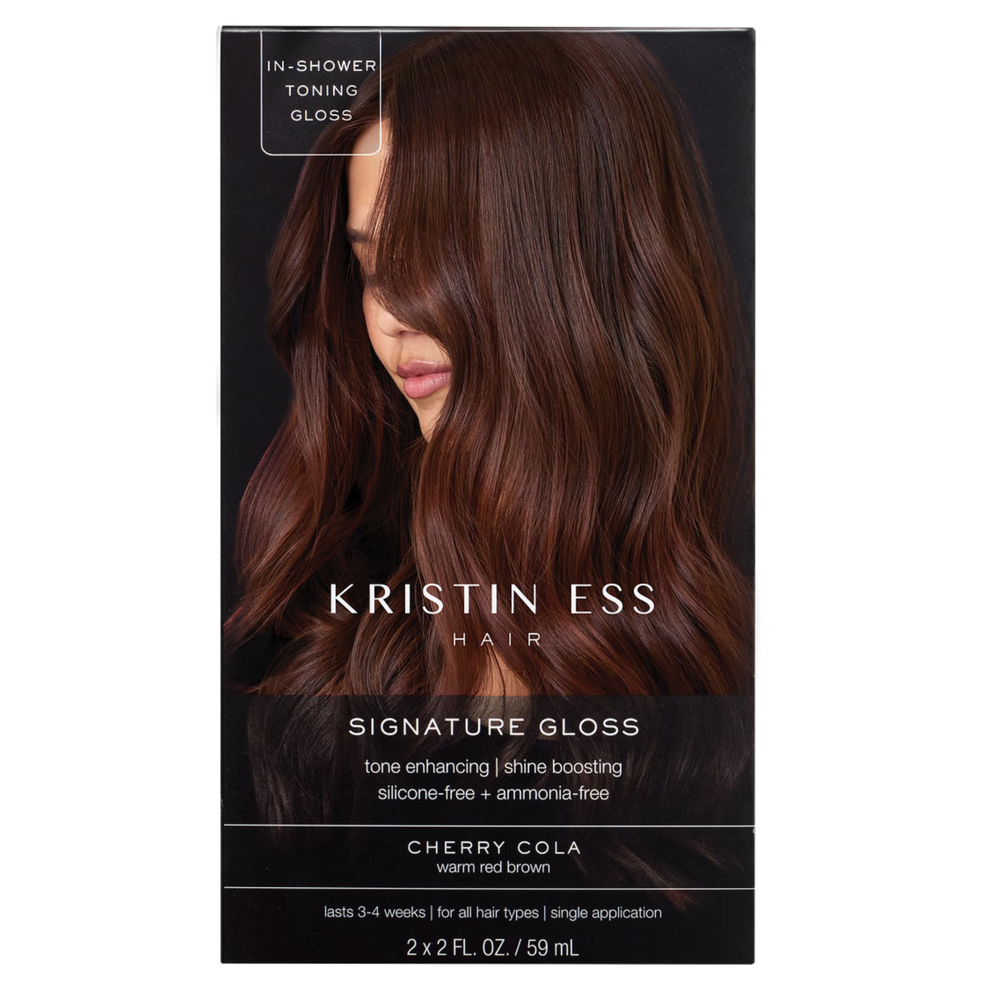 Kristin Ess Hair Gloss in Cherry Cola Warm Red Brown - 4 Wk Semi Permanent Hair Dye Glaze - Color Depositing Conditioner & Brassy Toner for Vibrant Color, Shine + Gloss, Vegan, Silicone & Ammonia Free