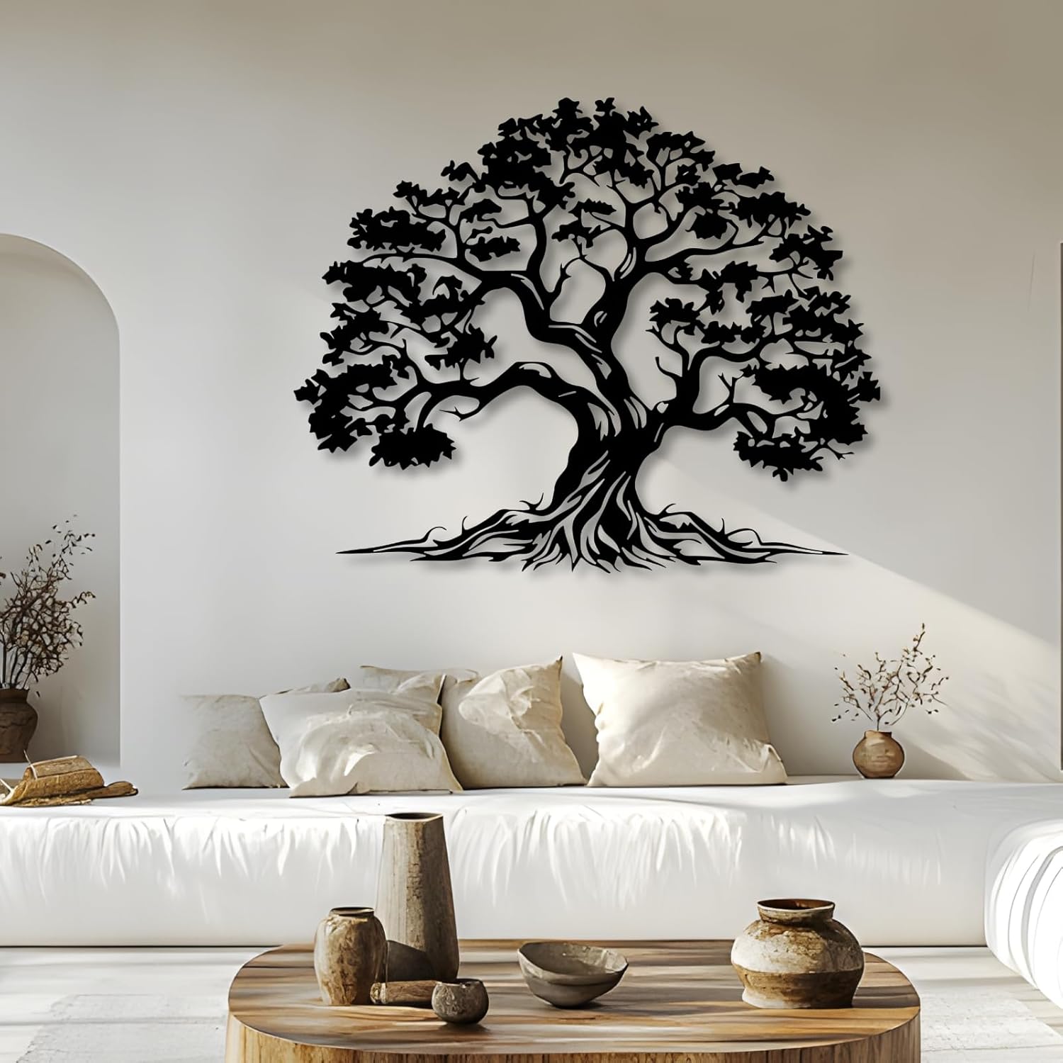 Bisamu Metal Tree Wall Art, Large Tree of Life Decor,Graceful,Black Metal Wall Art,Nature,Life Growth,Outdoor Decoration (39" x 32" | 100 x 81cm)