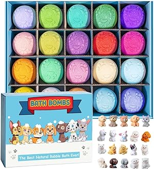 Bath Bombs for Kids with Surprise Inside for Boys Girls Toddlers 20 Pack Kids Gift Set Organic Bubble with Puppy Inside Natural Handmade