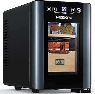 NEEDONE Electric Cigar Humidor 8L with Heating and Cooling Quiet Control System, Thermostatic Cabinet Humidor Box with Spanish Cedar Wood Shelves & Drawer with Hygrometer, Gift for Men…