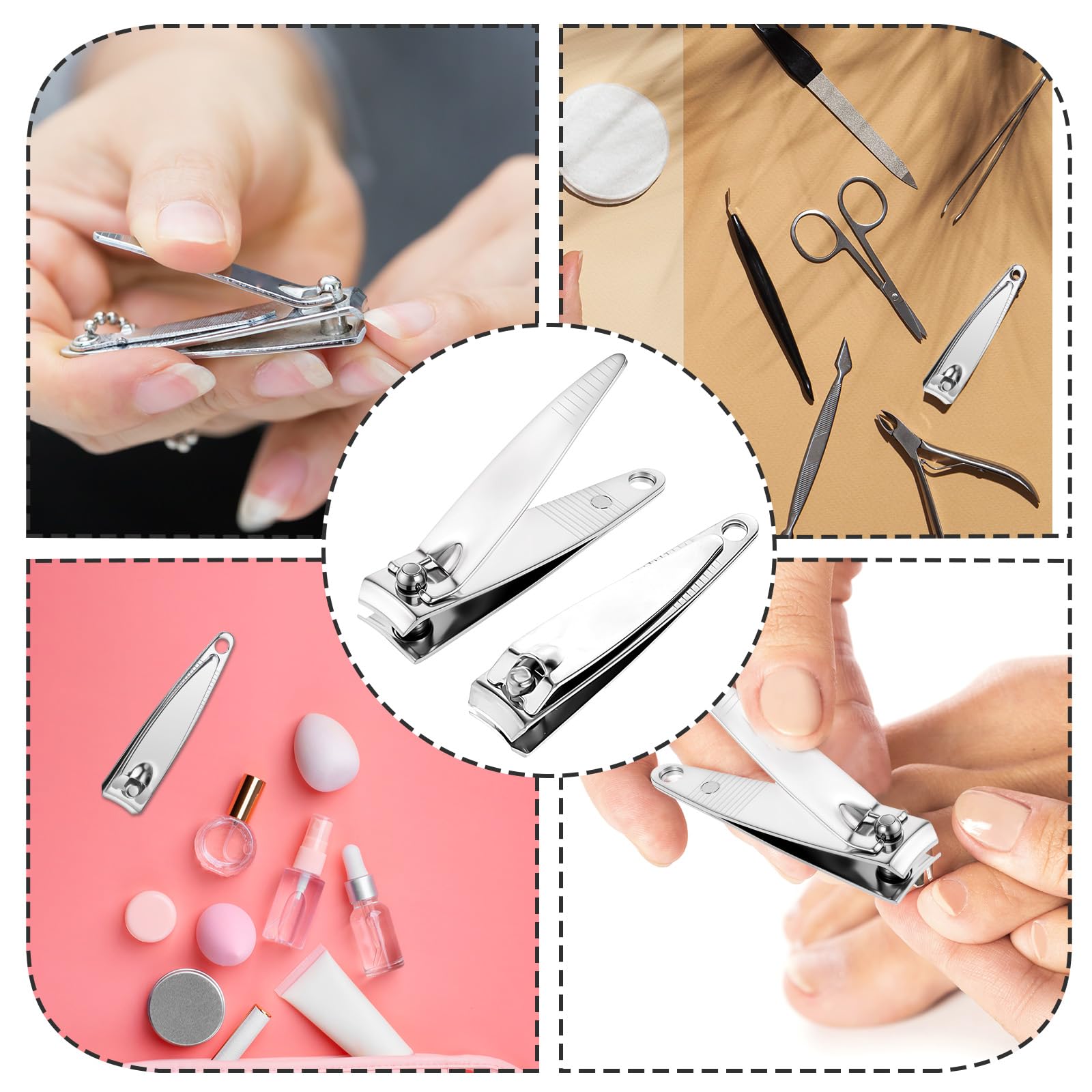 Juego de 100 cortaúñas planas de acero inoxidable, cortaúñas portátiles, para viajes, manicura, pedicura, resistente, para hombres y mujeres