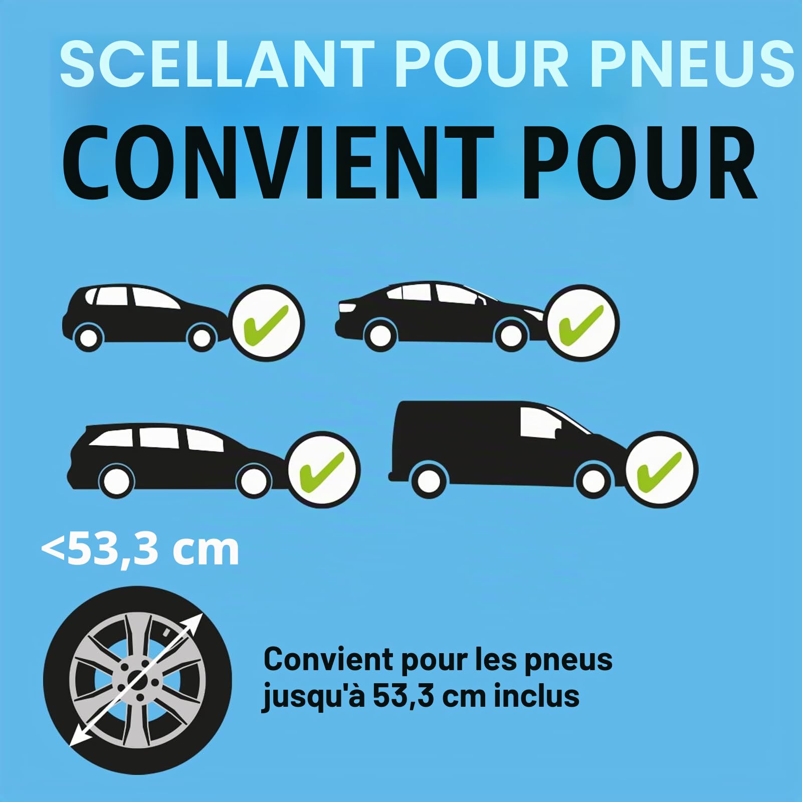 Ring Kit de réparation de crevaison pour Voiture – Mastic et gonfleur de Pneu Inclus