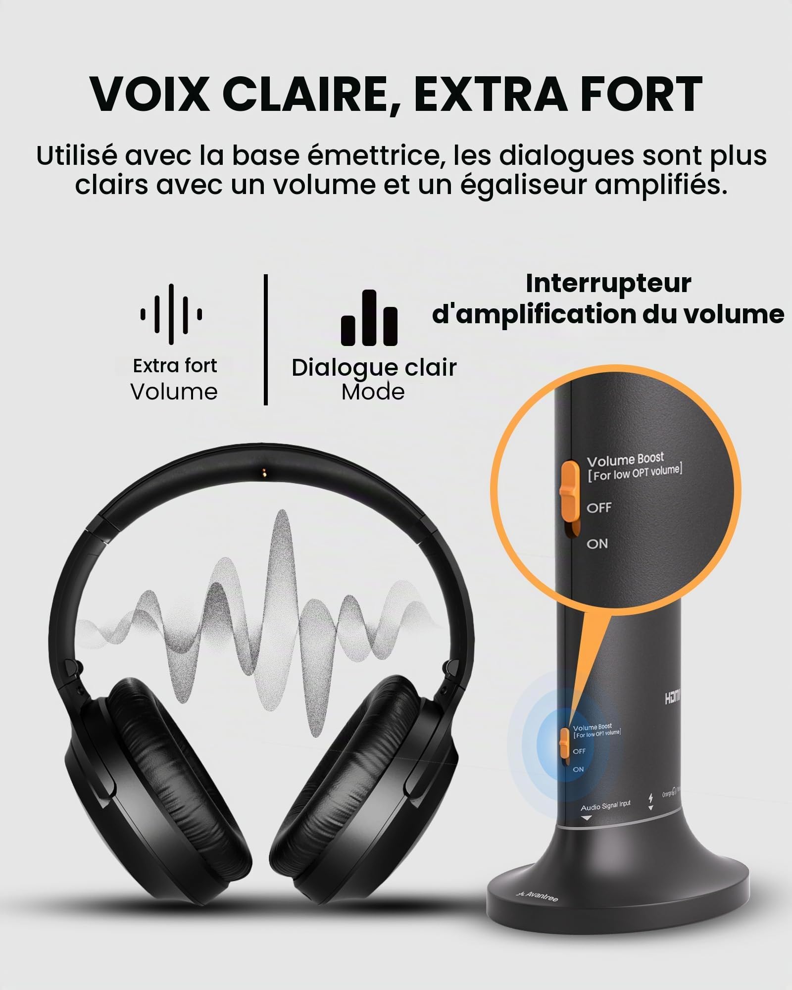 Avantree Duet Aura – Casque sans Fil Double Auracast pour TV avec HDMI Arc