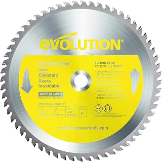 Evolution Power Tools 12BLADESS Stainless Steel Cutting Saw Blade, 12-Inch x 80-Tooth, Yellow