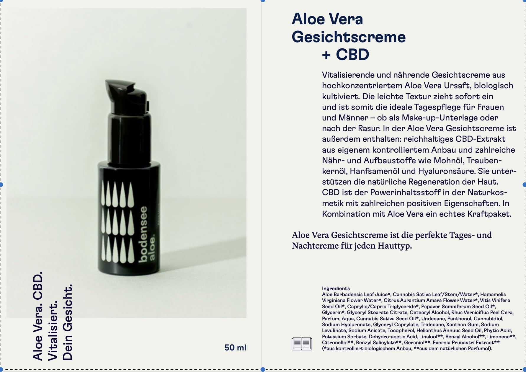 Gesichtscreme – Bio-Aloe Vera Feuchtigkeitspflege aus Österreich – Beruhigend, Vegan & Natürlich – Für empfindliche, trockene & Mischhaut – 50ml