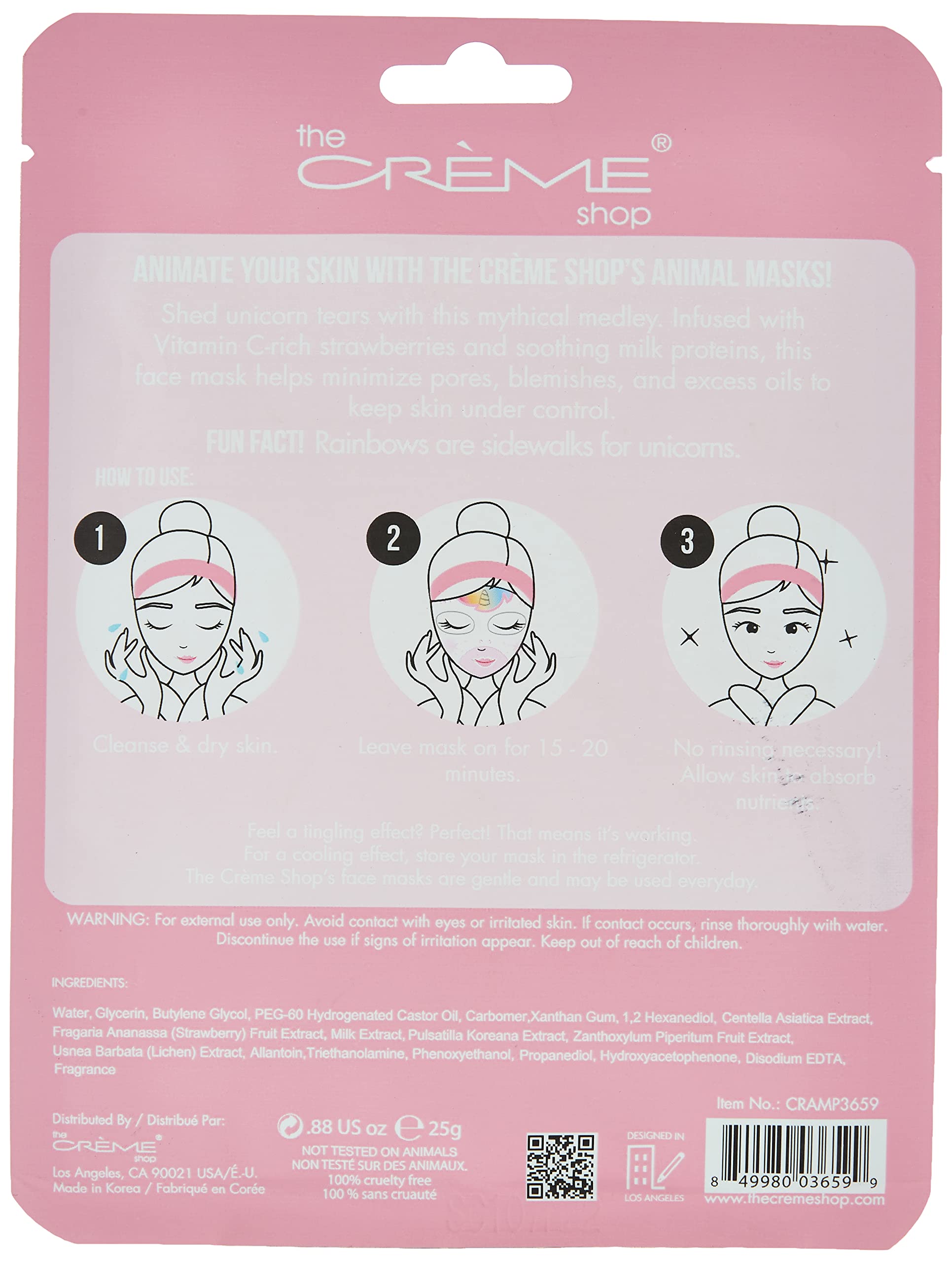 The Crème Shop Skin Pigmentation Face Sheet Mask. Clarifying Strawberry