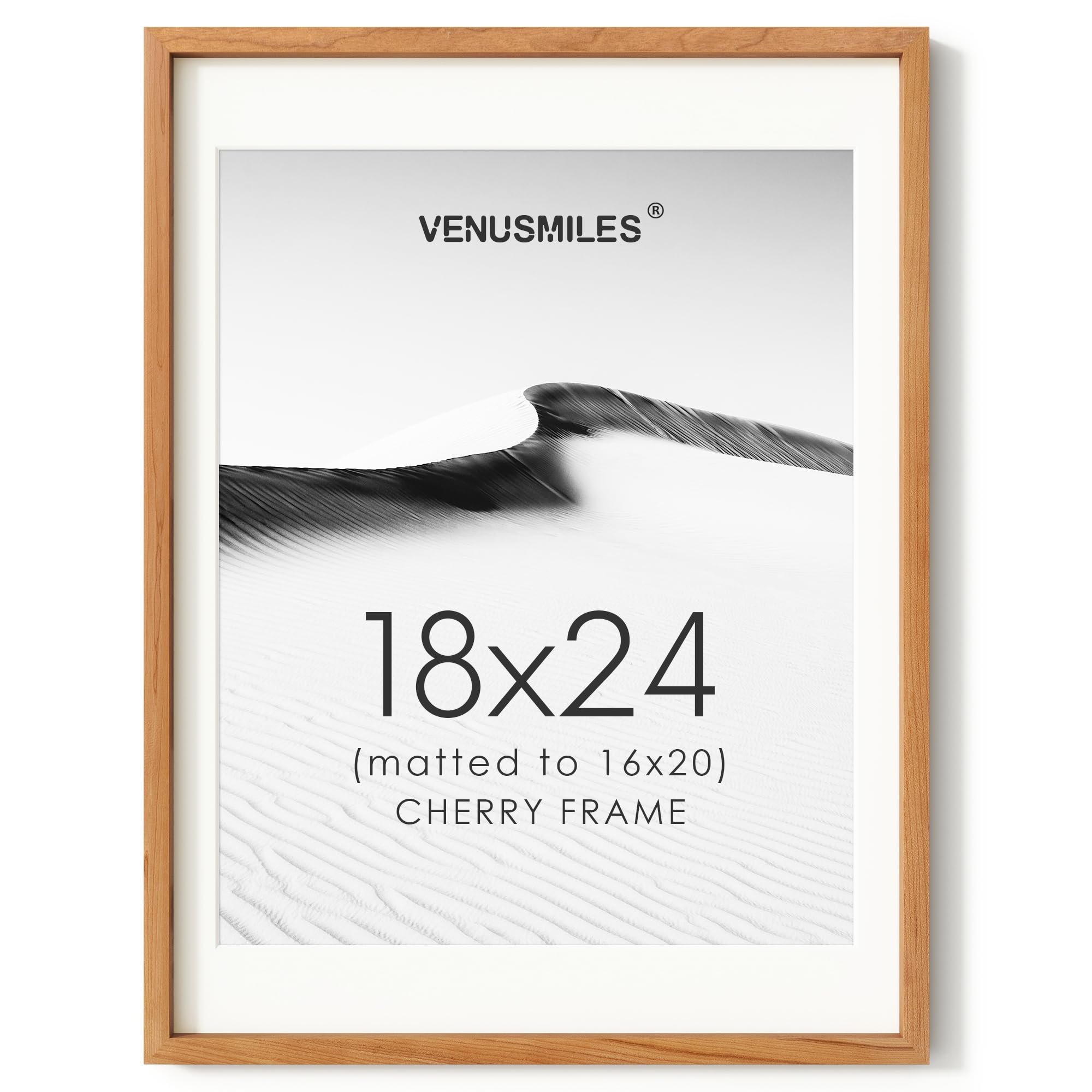 18x24 Poster Frame, USA-Sourced Natural Cherry Wood Picture Collage Frame