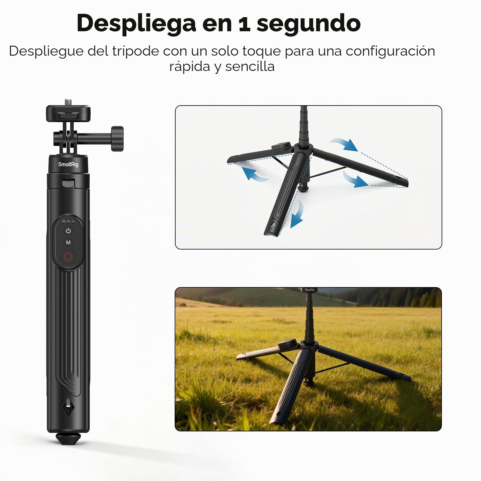 SMALLRIG Trípode de Palo Selfie 59" con Control Remoto, Extensible de Aluminio, para dji Osmo Action 5/Pocket 3, para Insta360 X5/X4, para GoPro Hero 13/12/11, para iPhone 17/16 y Android - 5464