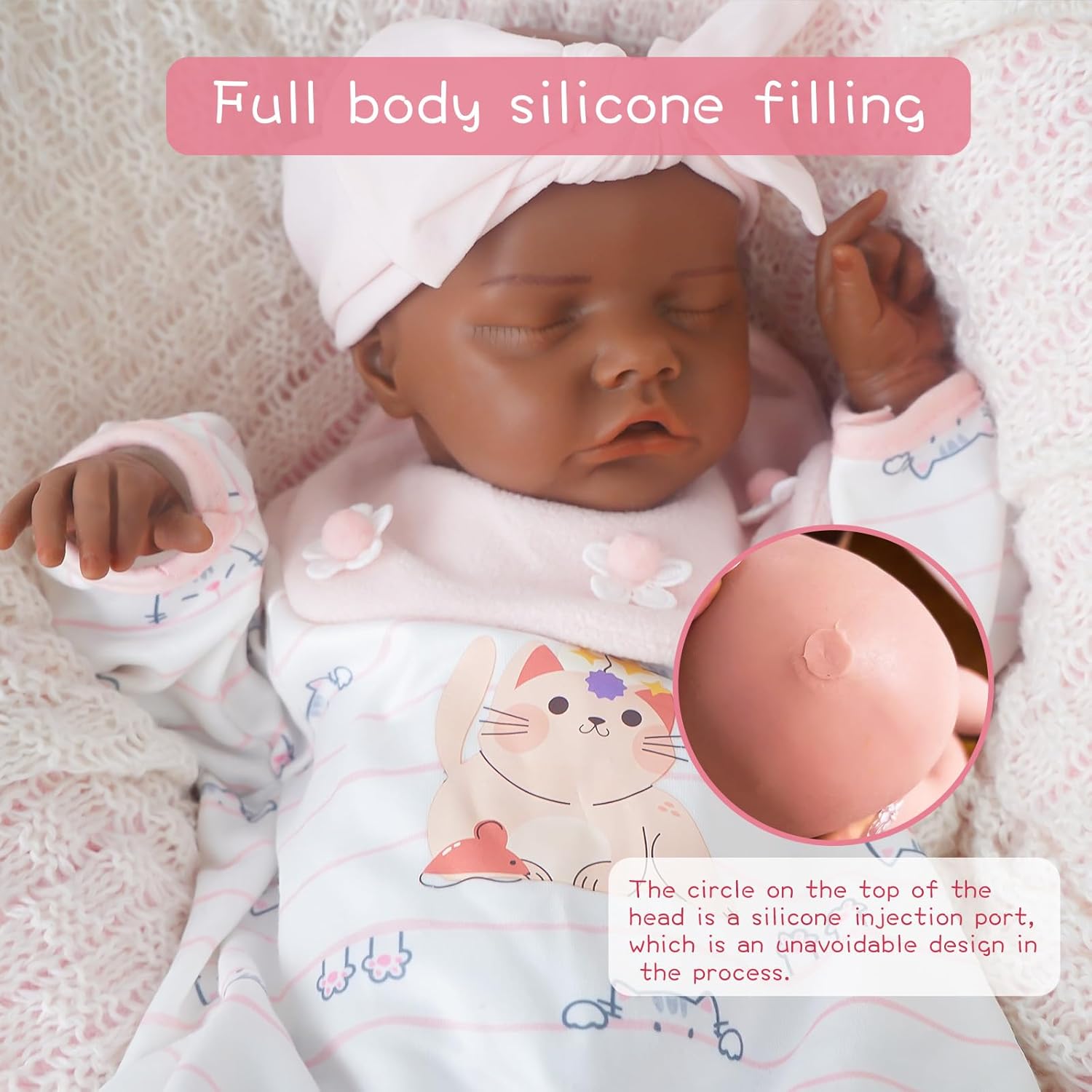 Silicone Reborn Baby Dolls-18 Inch Realistic Newborn Anatomically Correct Girl with Realistic Blood Vessels and Skin，Silicone Full Body Lifelike Baby，for Kids 3+ & Collectors