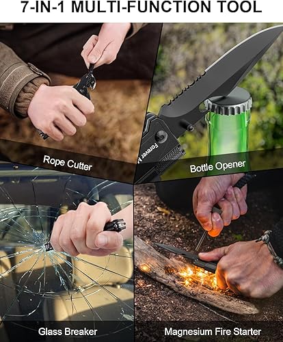 Miniatura 3 de Regalos para el día del padre para hombres, cuchillos multiherramienta 7 en 1 para acampar al aire libre, supervivencia, hombres, papá, novio,