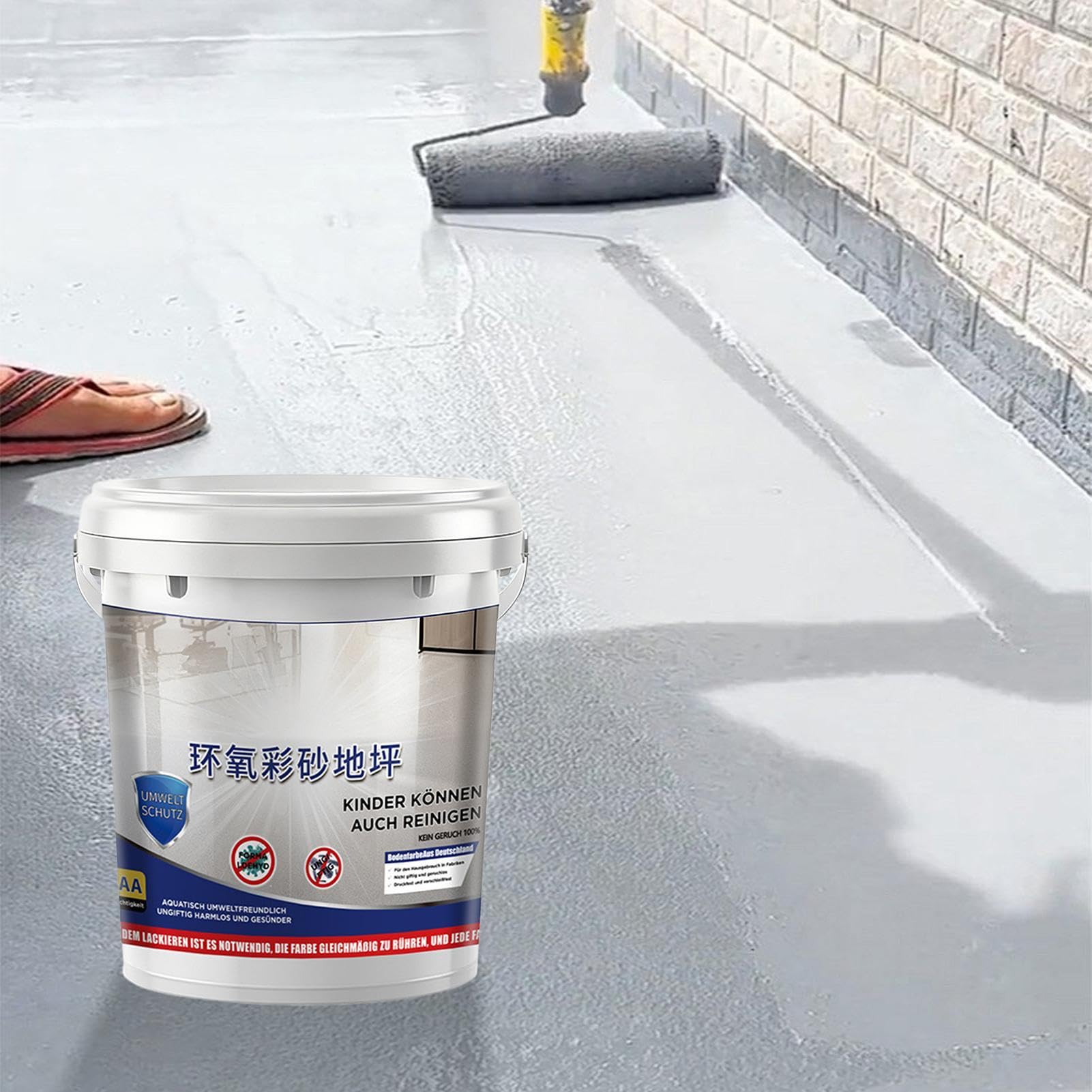 Garage Floor Paint,Self Leveling Wear Resistant | Epoxy Sand Paint for Concrete - for House Home Dorm Apartment Indoor Shower Room Garage Concrete Building - 3