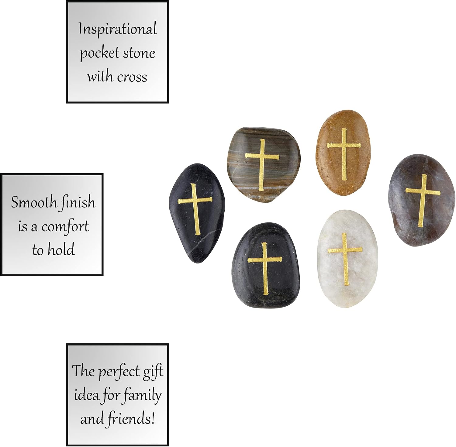 Creative Brands Faithworks - Inspirational Pocket Stone with Cross, 2 x 3-Inch, Gold