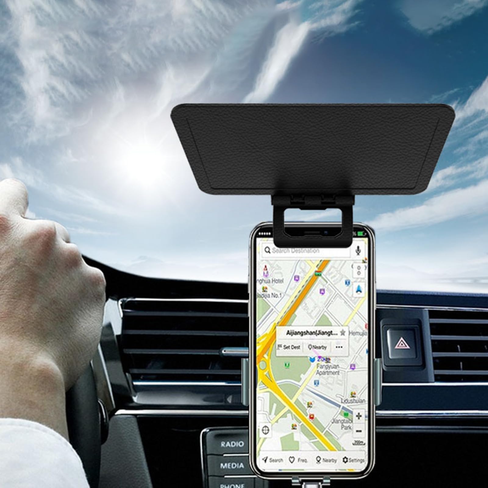 Telo Parasole per Telefono, Telo Parasole per Auto | Copertura Anti-Riflesso per Telefono Cellulare - Parasole Antiriflesso per Smartphone, Pannello di Protezione UV Pieghevole per Telefoni Cellulari