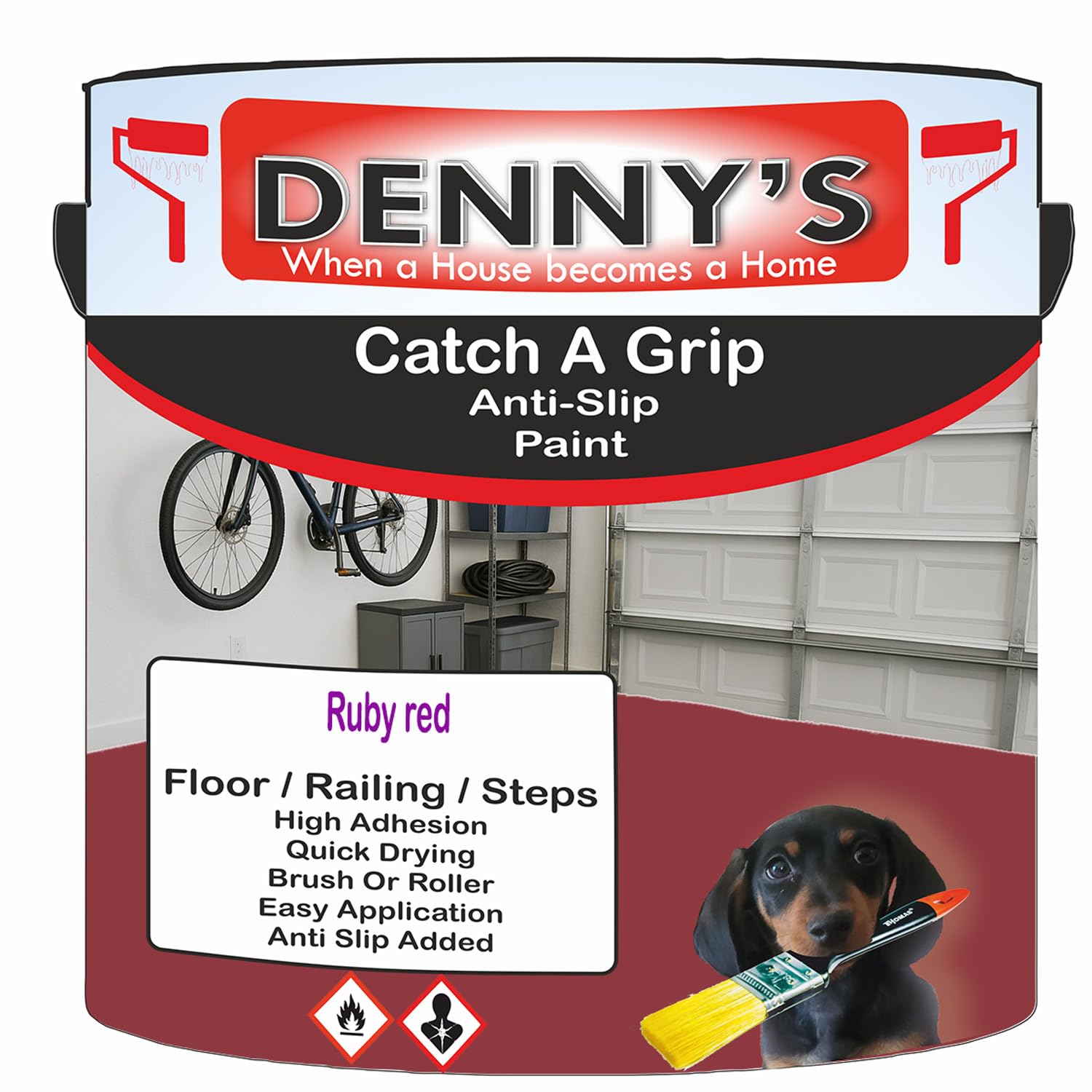 SCOOBYS PAINTS BACK IN THE MIX Catch A Grip Anti Slip Floor Paint – Non Slip Coating for Steps, Railings & Garages – 170 Colours, High Adhesion, Quick Dry, Multiple Sizes (Ruby red, 5 Litre Tin)
