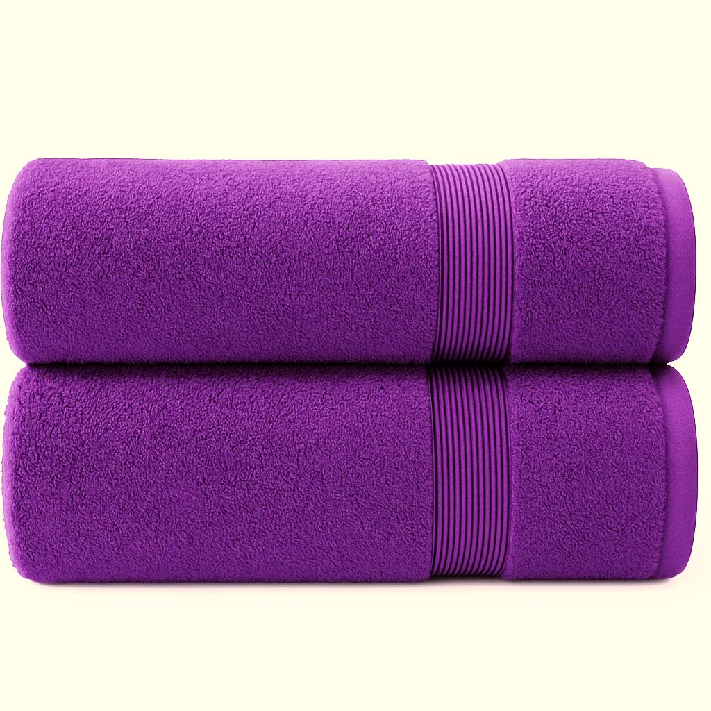 Diamond Tex Extra Large Jumbo Bath Sheet Set of 2 Hanging Loop - Cotton Ring Spun 600 GSM Quick Dry Towel - Super absorbent Large Bathroom Sheets (100 x 200 cm)