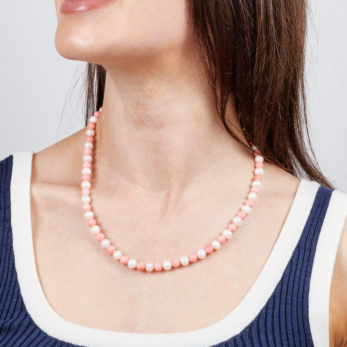 Treasure Bay Bella collana di corallo rosa naturale e perle bianche per donne e ragazze | Collana da donna in corallo, Corallo, Perla