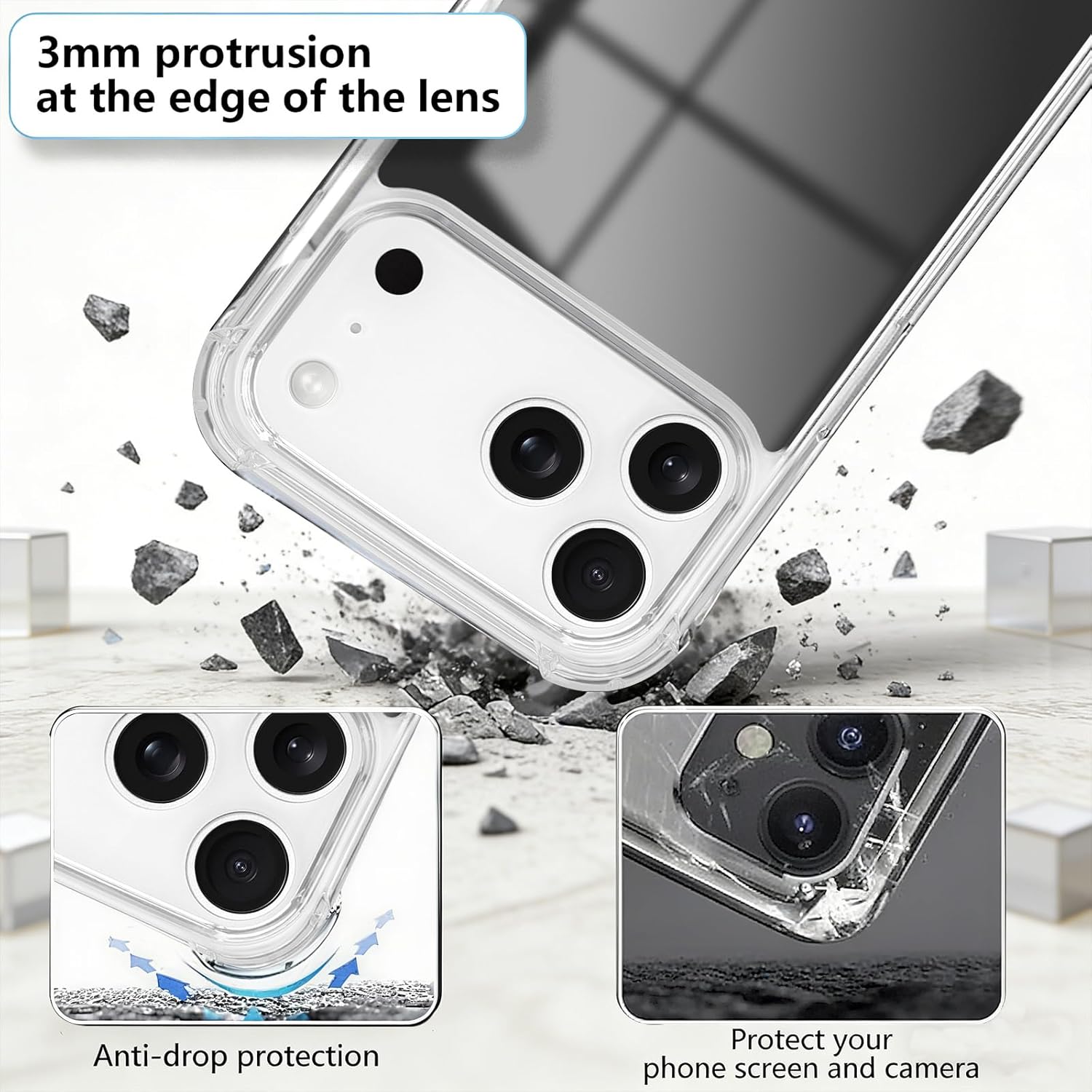 LUVI Compatible with iPhone 17 Pro Mirror Case Cute Makeup Silicone Bumper Slim Ultra Thin Corner Protection Shockproof Design Fashion Luxury Cover for Women Girls Silver - Image 4