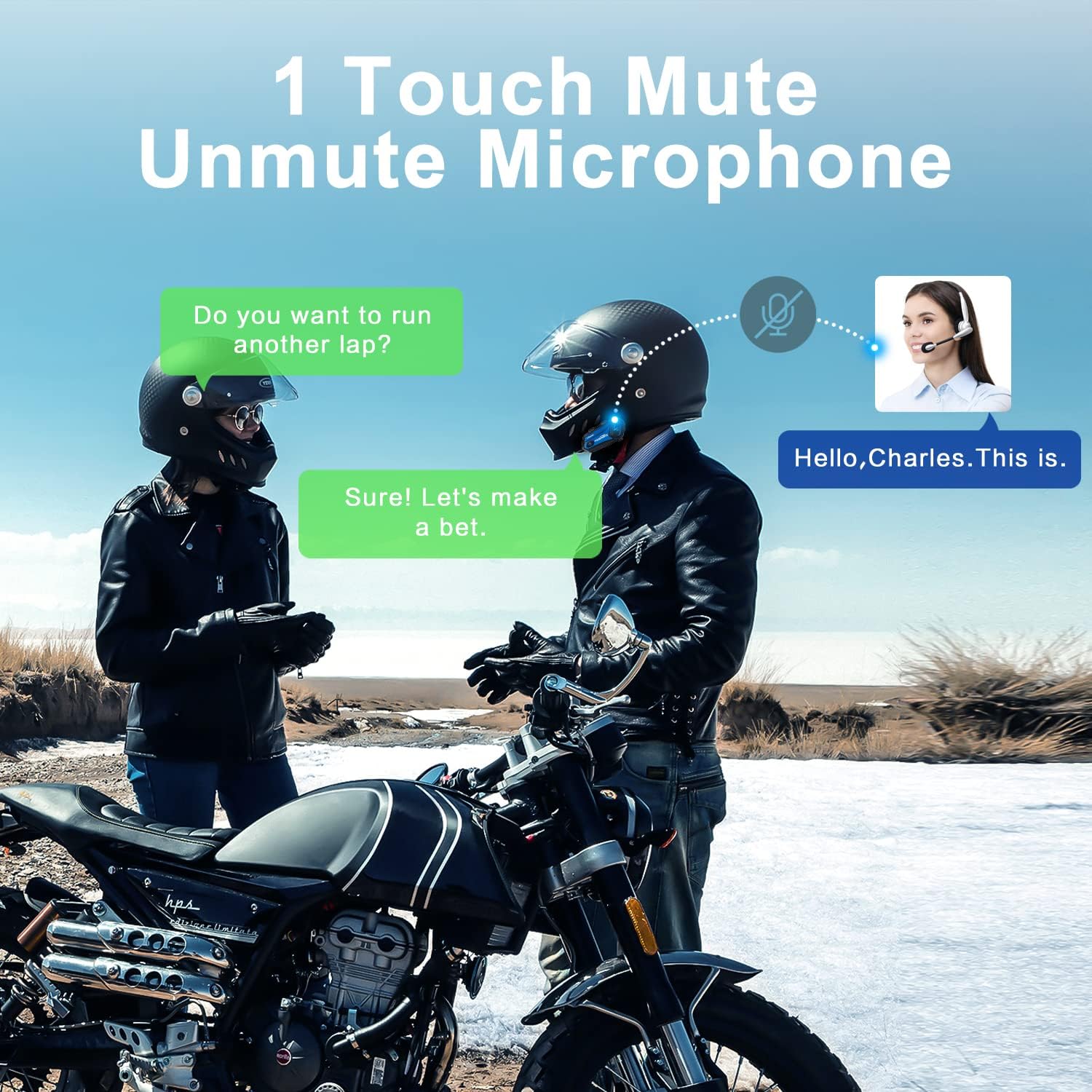 Illustration of muting and unmuting microphone on Fodsports M1-S Plus