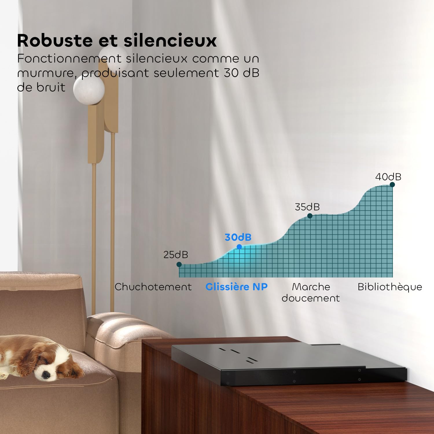Plateau Coulissant Motorisé pour Projecteurs Ultra-Courte Focale, Extensible 80"-150", Rétractable Automatiquement, Synchronisation Intelligente avec la Puissance du UST Laser TV