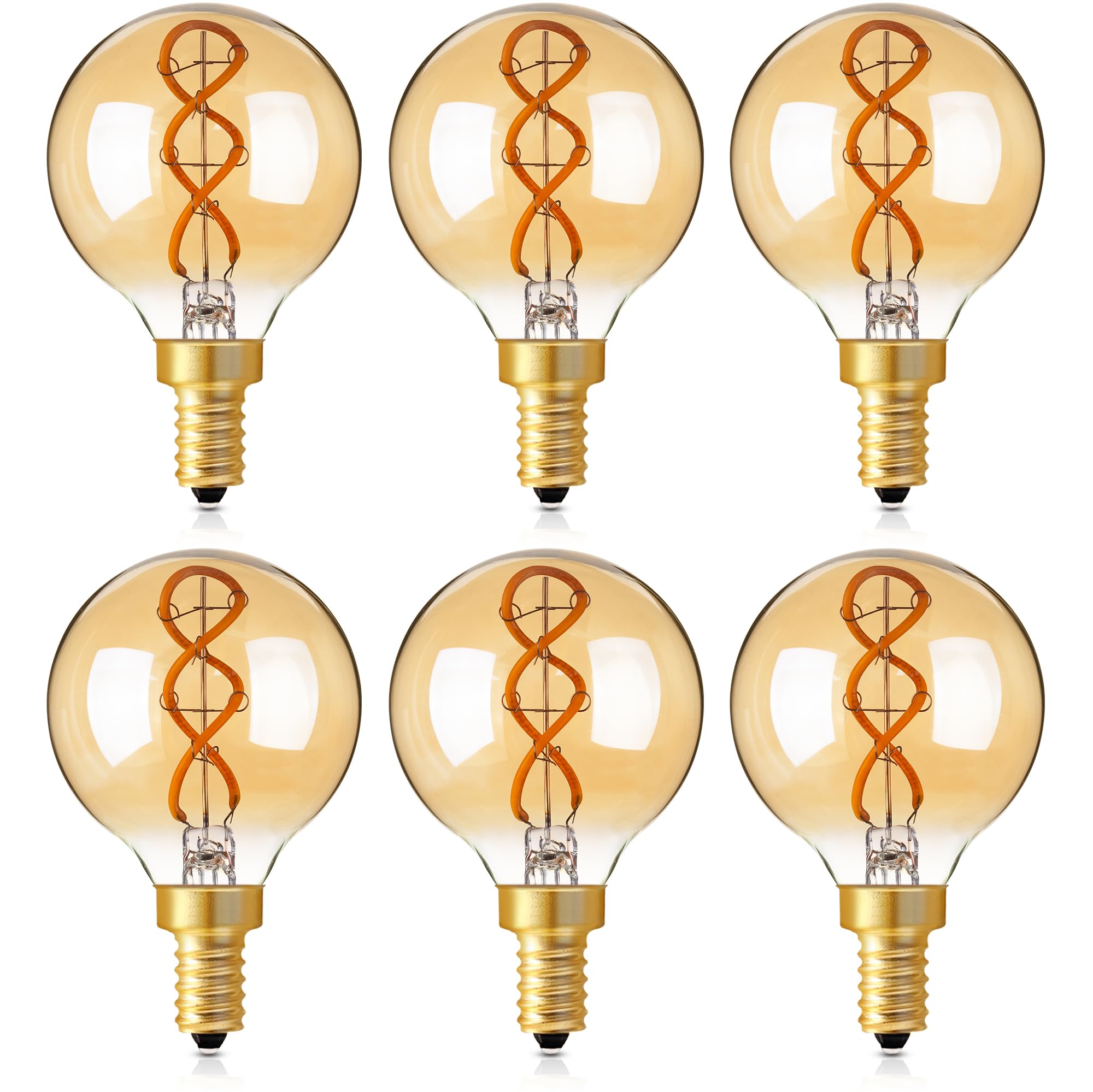 Genixgreen Dimmable LED Candelabra Bulb,Amber E12 LED Bulb Decorative Light Bulbs Antique Style G16.5 Filament for Chandelier Ceiling Fan,25 Watt