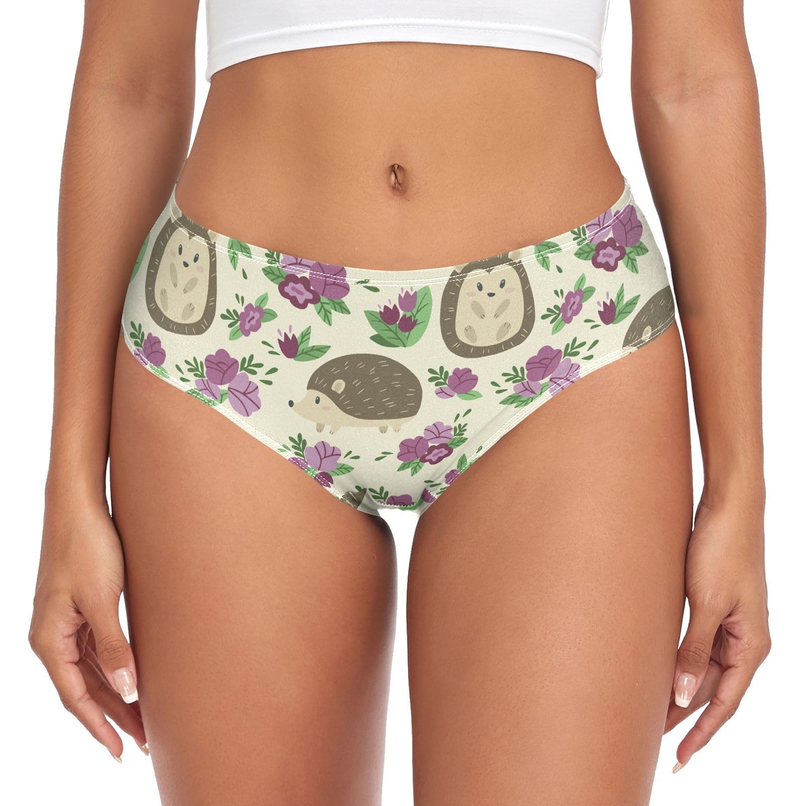 Youjuner Women's Multicolor Underwear Cute Hedgehog Comfy Knickers Basic Briefs Hipster Pants For Girls