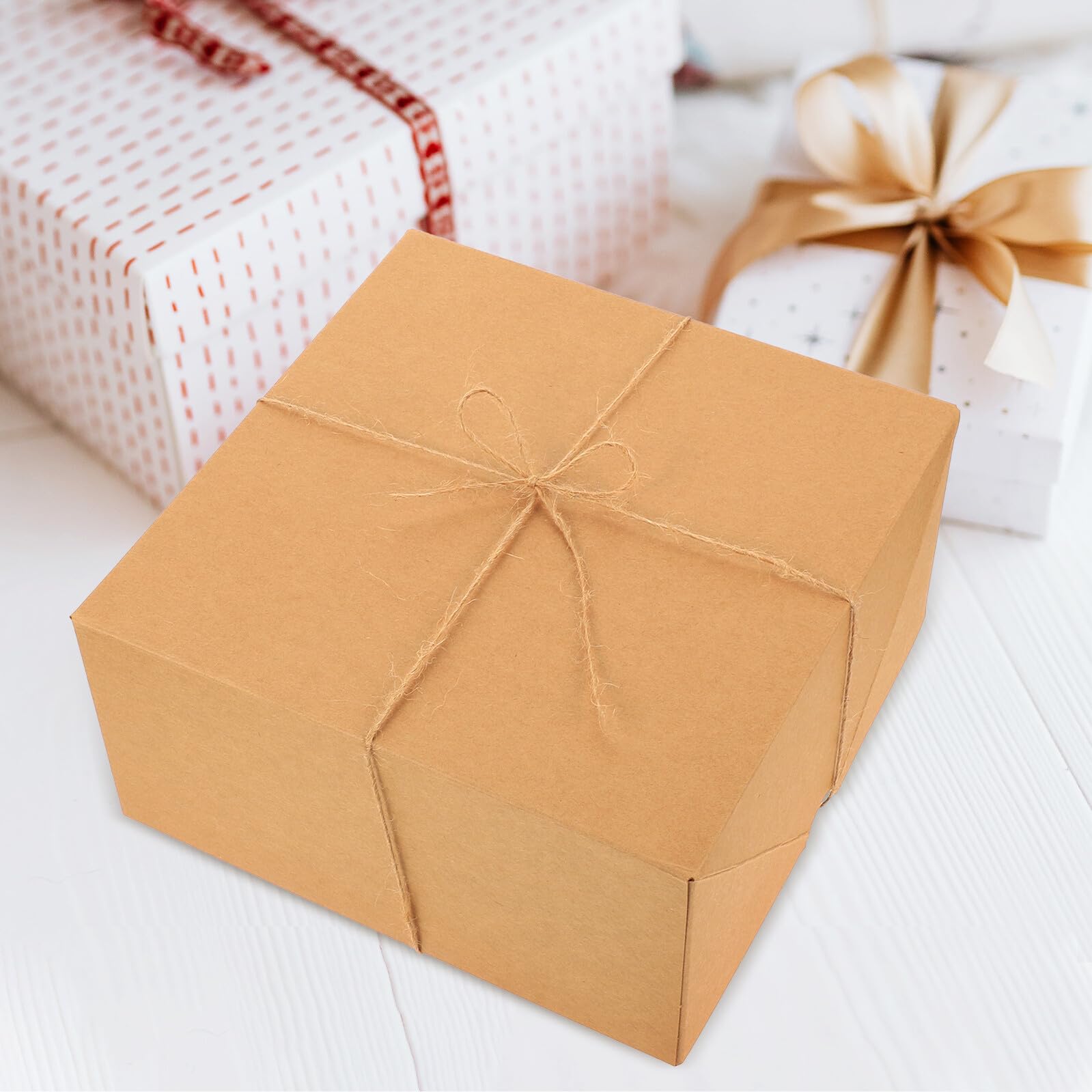VICASKY 6 pezzi Scatole Regalo Kraft Confezioni Decorative Quadrate in Carta Kraft per Bomboniere Packaging Dolci e Regali Eleganti